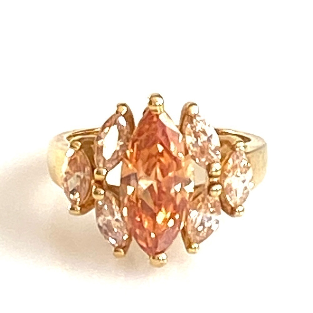 Fashion Ring with Crystals Gold Tone 7 3/4 size